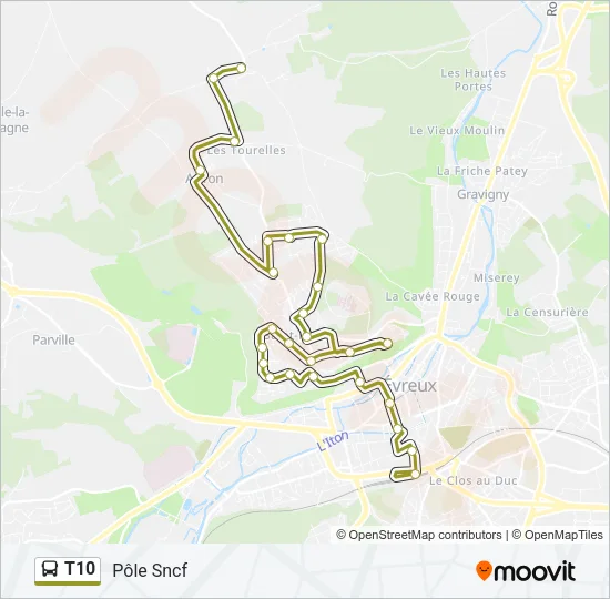 T10 Bus Line Map