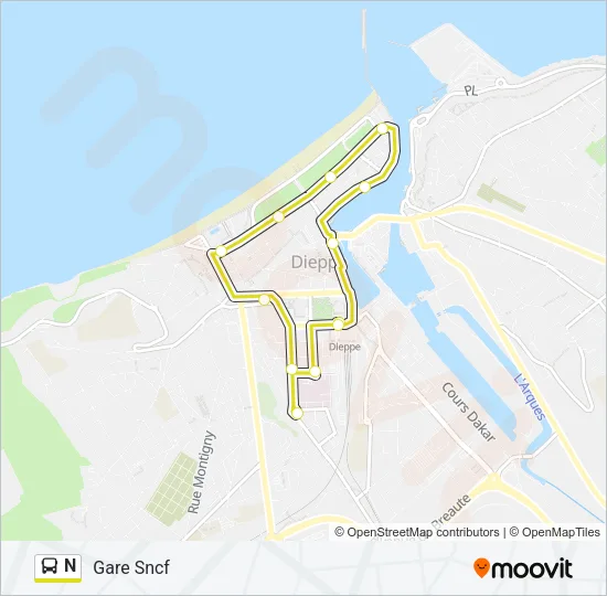 N Bus Line Map