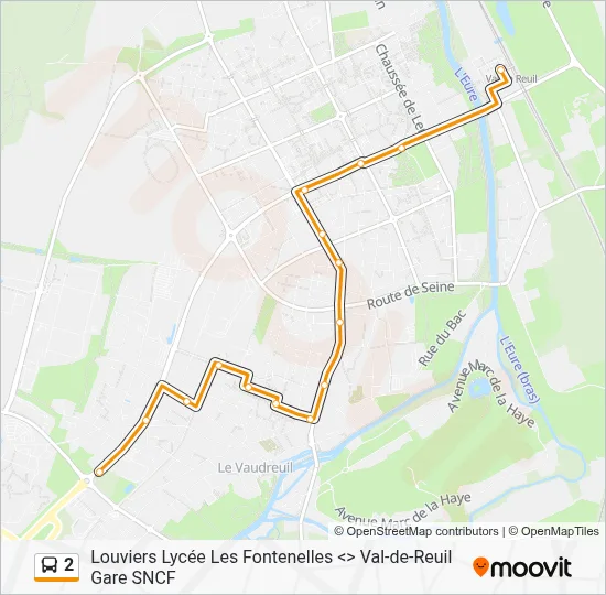 Plan de la ligne 2 de bus