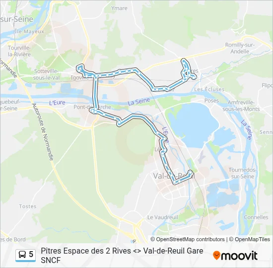 5 Bus Line Map