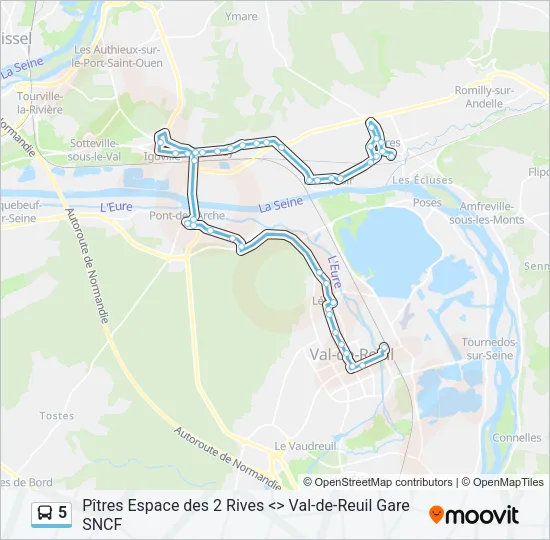 5 Bus Line Map