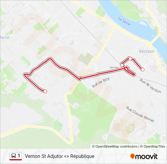 1 Bus Line Map