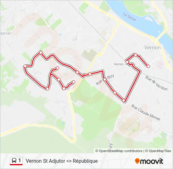 1 Bus Line Map