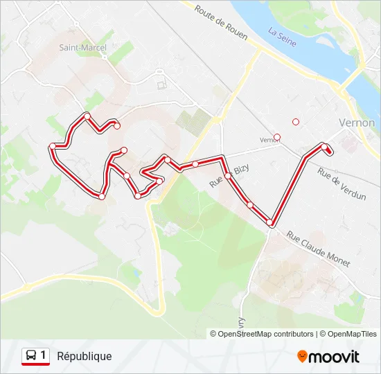 1 Bus Line Map