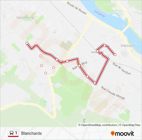Plan de la ligne 1 de bus