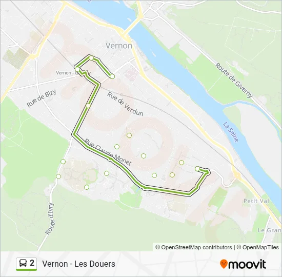 Plan de la ligne 2 de bus