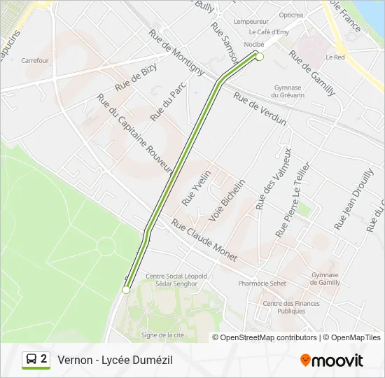 Plan de la ligne 2 de bus