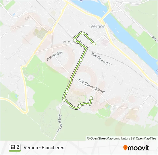 Plan de la ligne 2 de bus