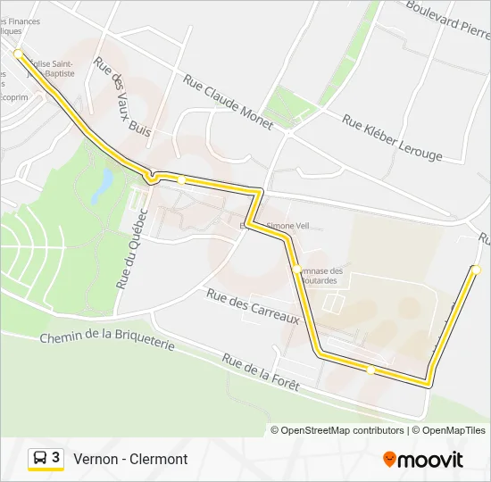 Plan de la ligne 3 de bus
