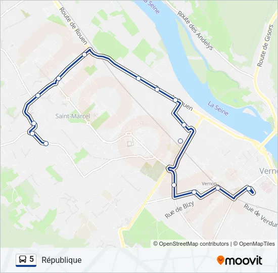 5 Bus Line Map