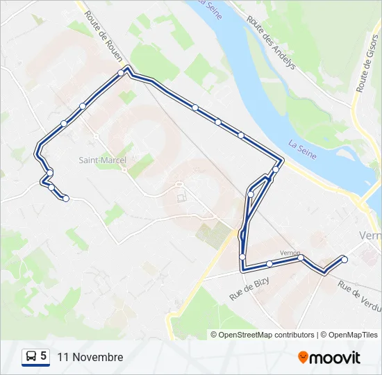 5 Bus Line Map