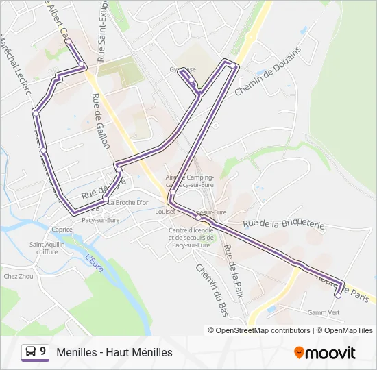 Plan de la ligne 9 de bus