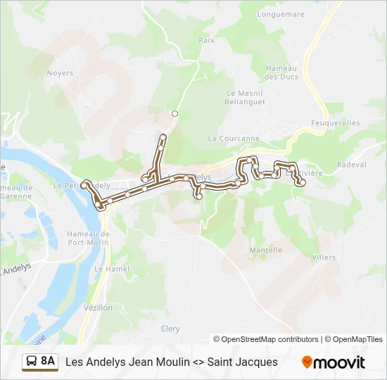 Plan de la ligne 8A de bus