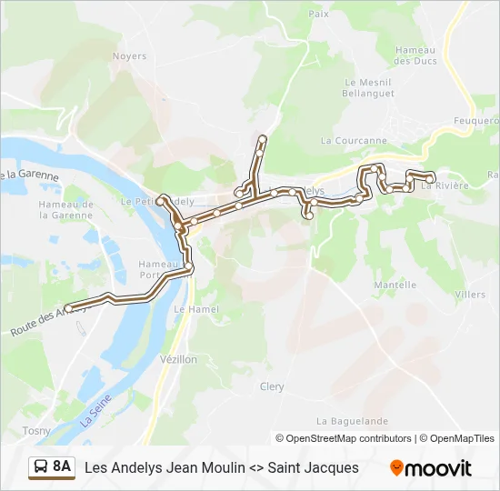 Plan de la ligne 8A de bus