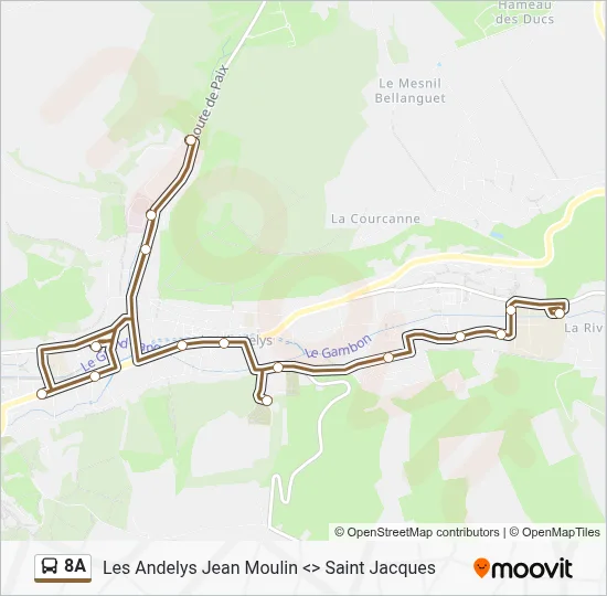 Plan de la ligne 8A de bus