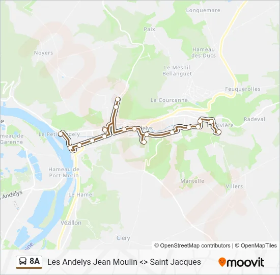 Mapa de 8A de autobús