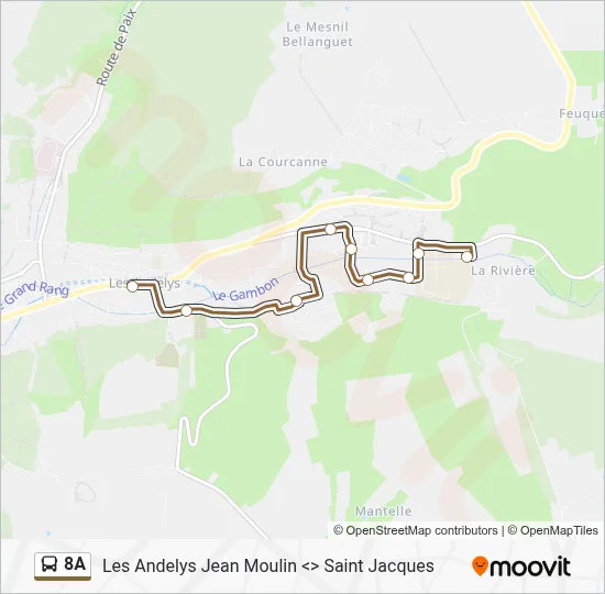 Plan de la ligne 8A de bus
