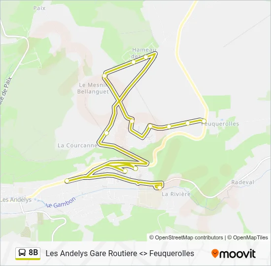 Plan de la ligne 8B de bus