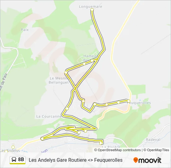 Plan de la ligne 8B de bus