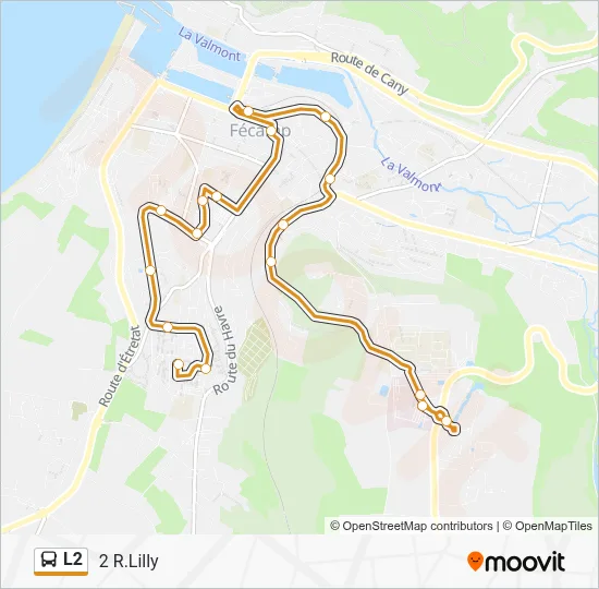 Plan de la ligne L2 de bus