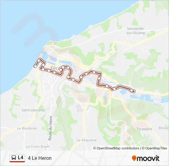 Plan de la ligne L4 de bus