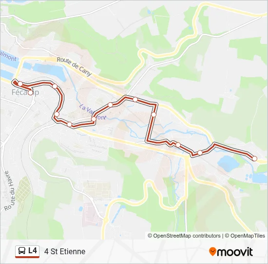 Plan de la ligne L4 de bus