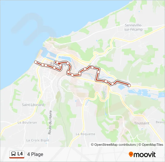 Plan de la ligne L4 de bus