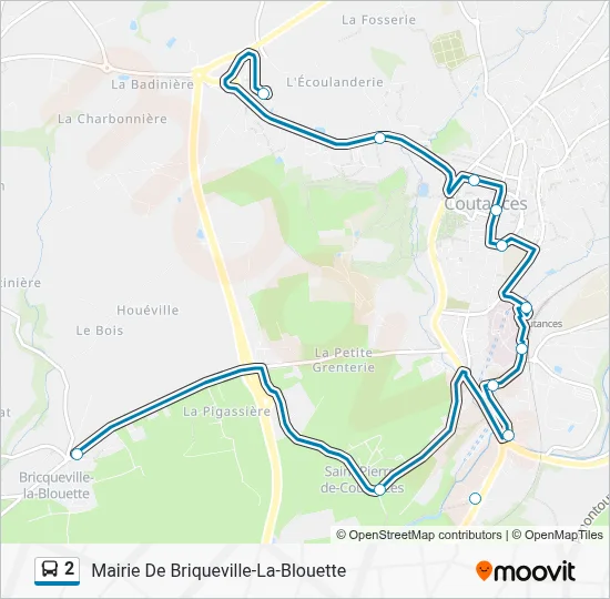 Plan de la ligne 2 de bus
