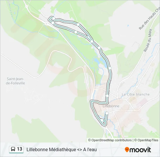 Plan de la ligne 13 de bus