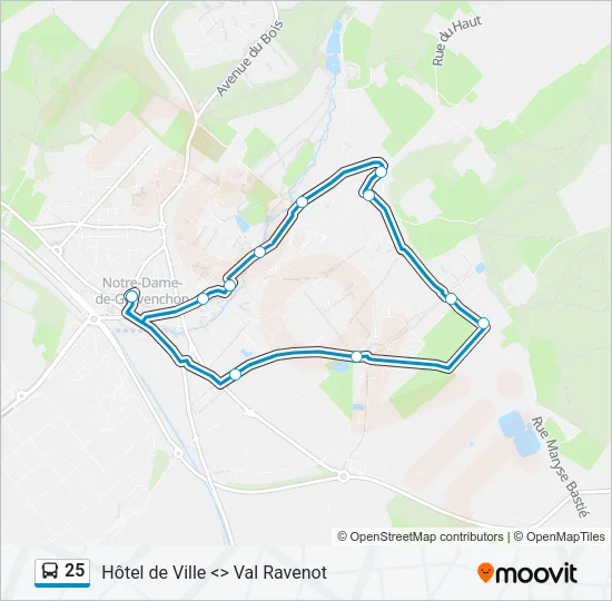 Plan de la ligne 25 de bus