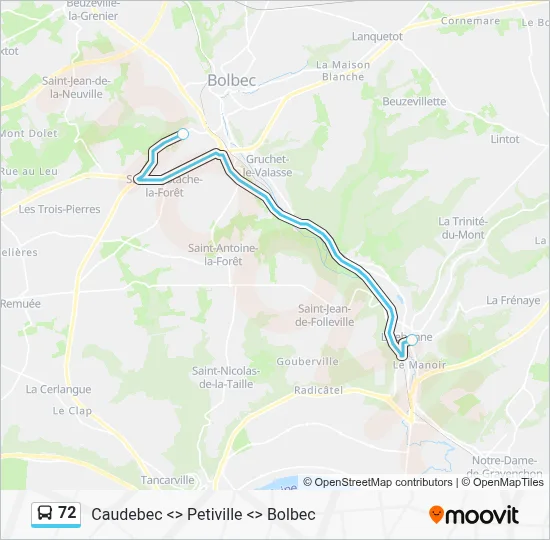 Plan de la ligne 72 de bus