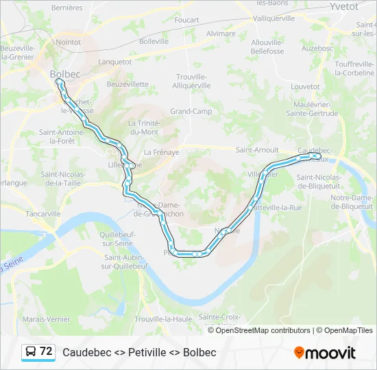 Plan de la ligne 72 de bus