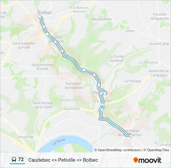 Plan de la ligne 72 de bus