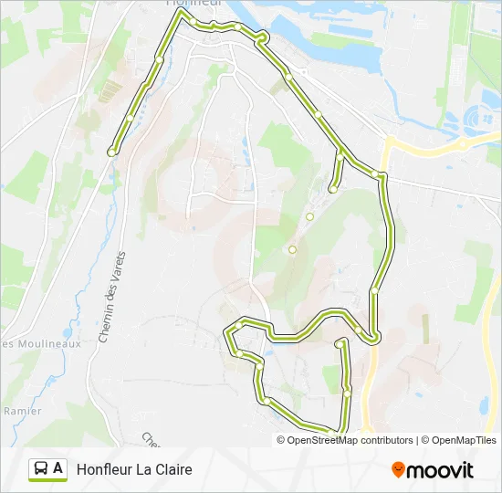 Plan de la ligne A de bus