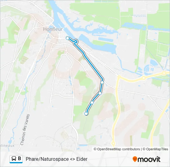 B Bus Line Map