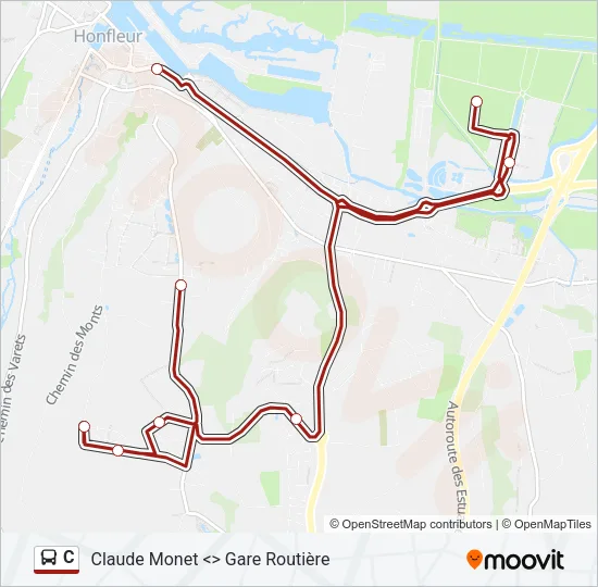 Plan de la ligne C de bus