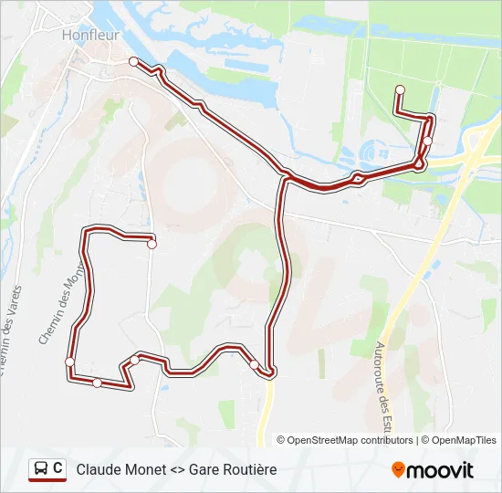 Plan de la ligne C de bus