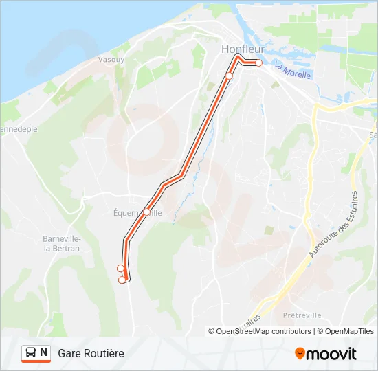 Mapa de N de autobús