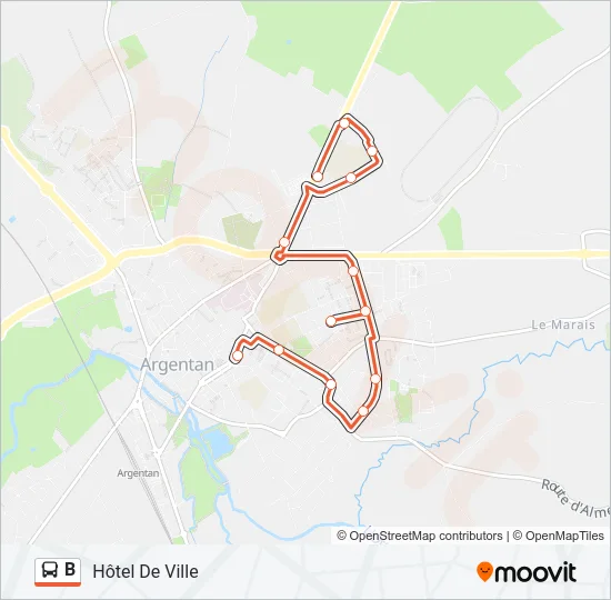 B Bus Line Map