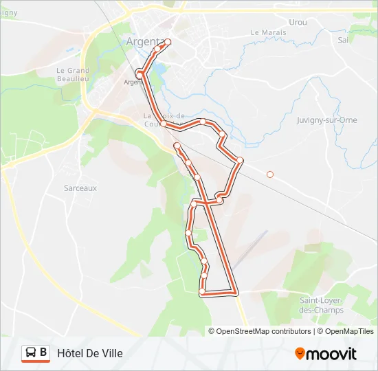 B Bus Line Map
