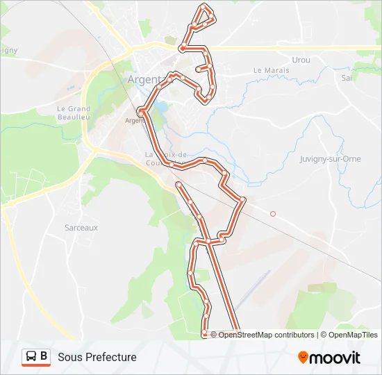 B Bus Line Map