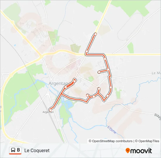 B Bus Line Map