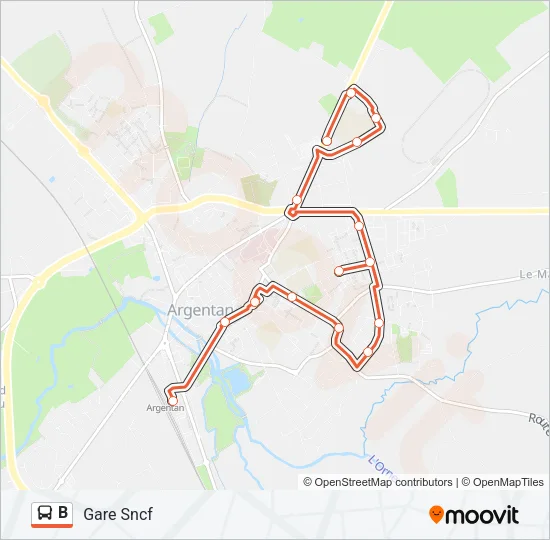 B Bus Line Map