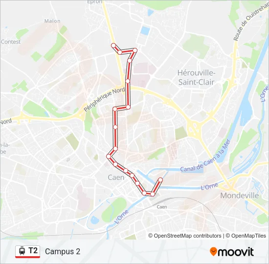 T2 Light Rail Line Map