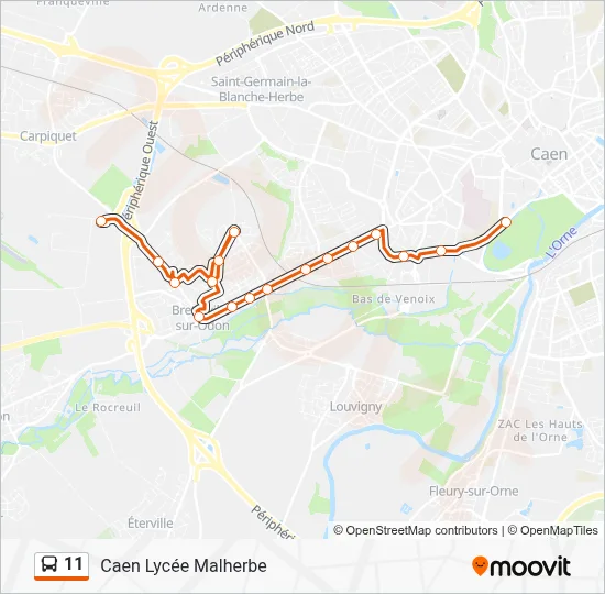 Plan de la ligne 11 de bus