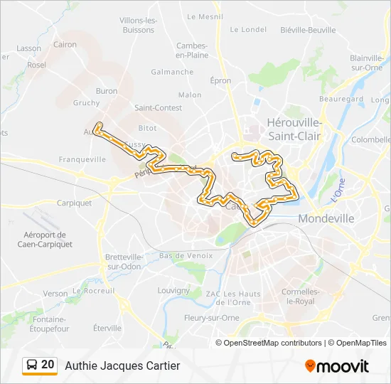 Plan de la ligne 20 de bus