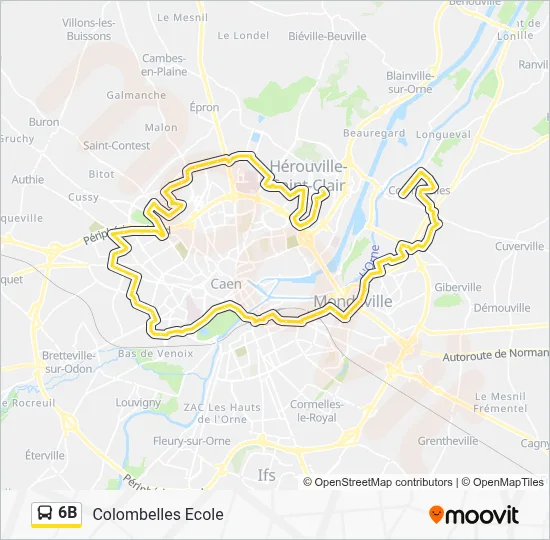 Plan de la ligne 6B de bus