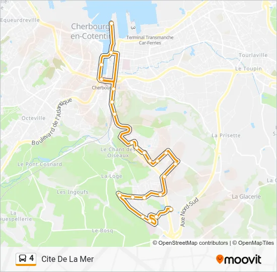 Plan de la ligne 4 de bus