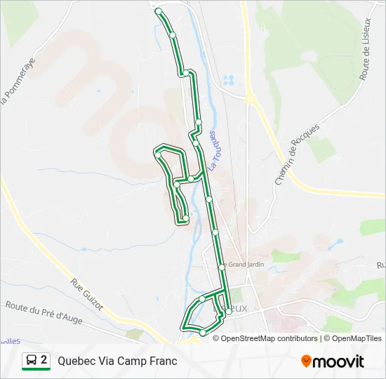 Plan de la ligne 2 de bus
