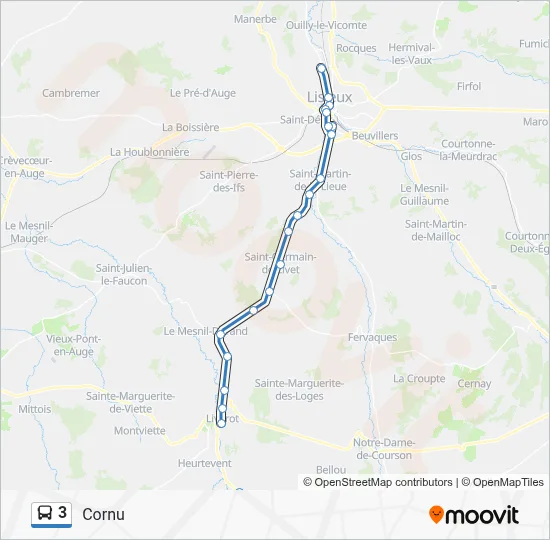 Plan de la ligne 3 de bus